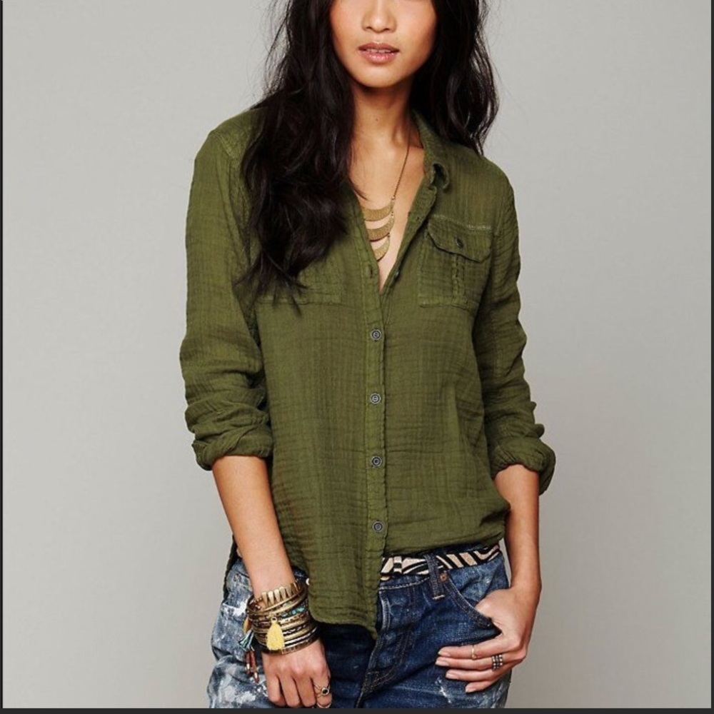 Free People Textured Button Up
